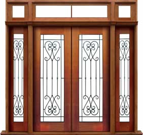 iron grille: double door +  two sidelights