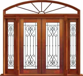 iron grille: double door +  two sidelights