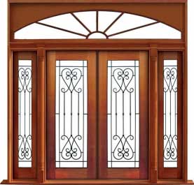 iron grille: double door +  two sidelights