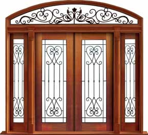 iron grille: double door +  two sidelights