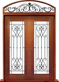 iron grille: double door +  two sidelights