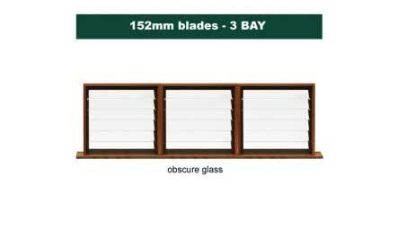 152 mm blades  2636 mm width  NFP frost glass louvre: triple gallery